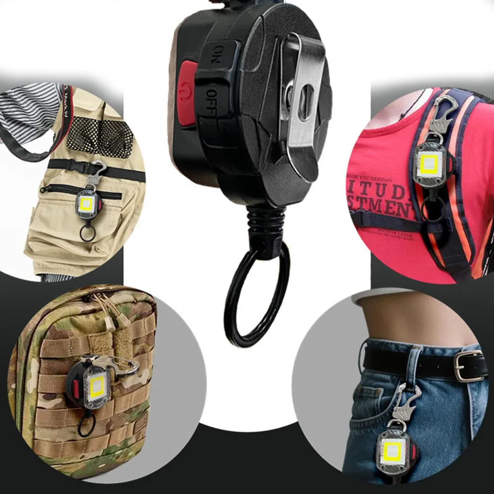 سلسلة مفاتيح قابلة للسحب مصباح ليد جيب 300 لومينز ضوء العمل التخييم مع حلقة رئيسية LED سلسلة المفاتيح الخفيفة العمل #2