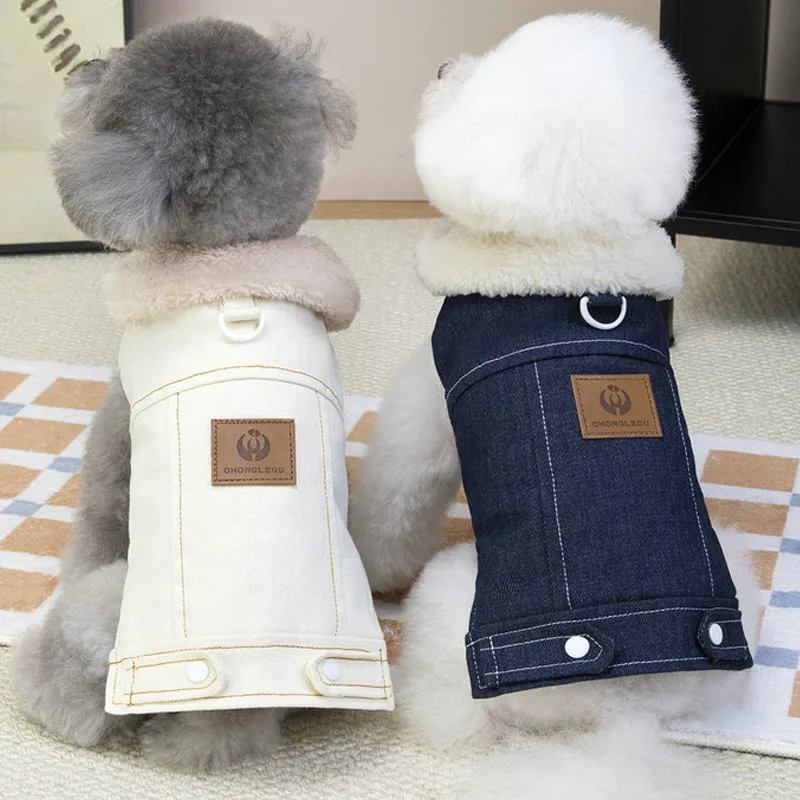

Denim Winter Dog Clothes Warm Sleeveless Clothing Cowboy Coat Jacket For Small Dogs Chihuahua Yorks Costume Puppy Jacket Outfits