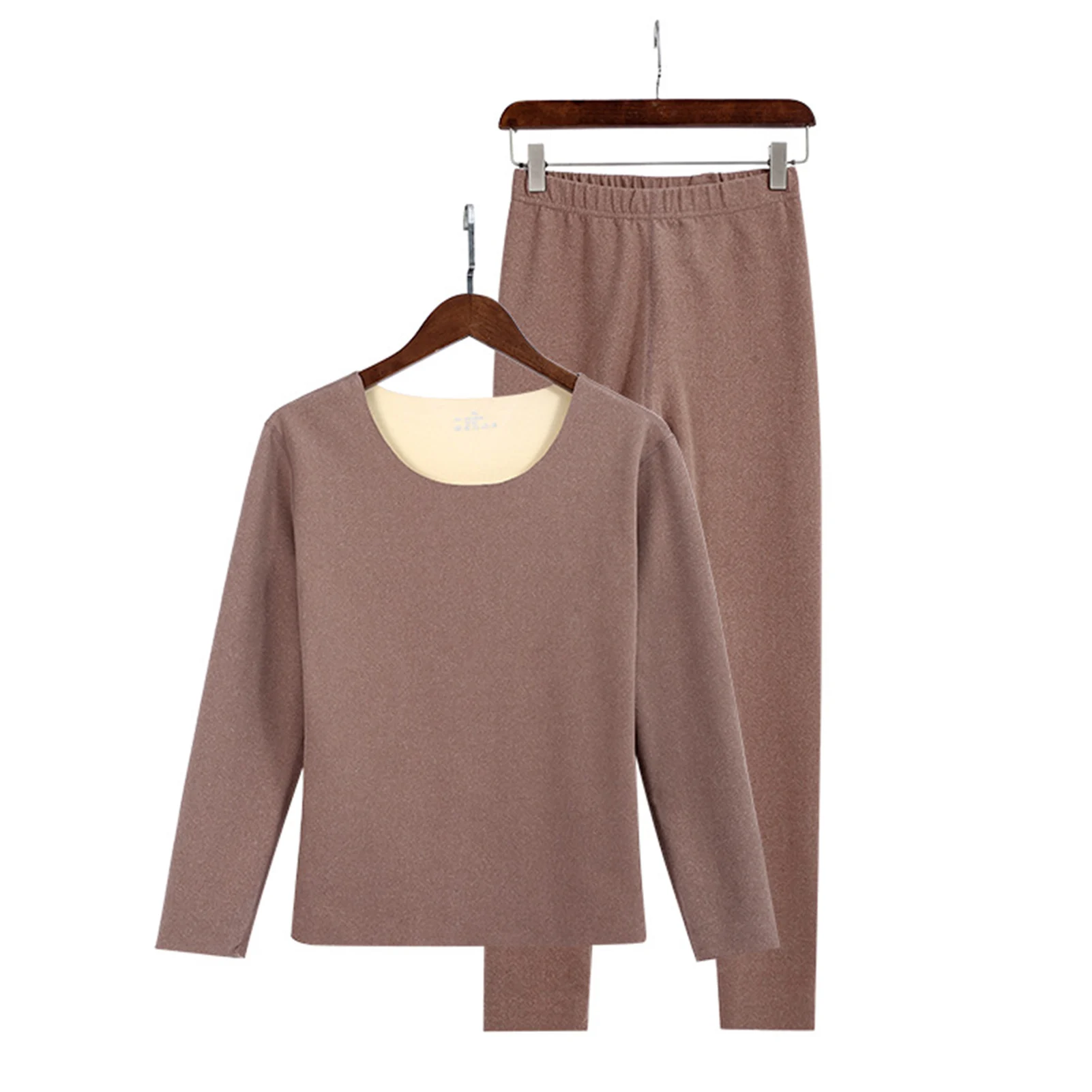 Conjunto de ropa interior térmica sin costuras para mujer, Calzoncillos largos forrados de lana, ropa interior de calefacción para clima frío, Invierno