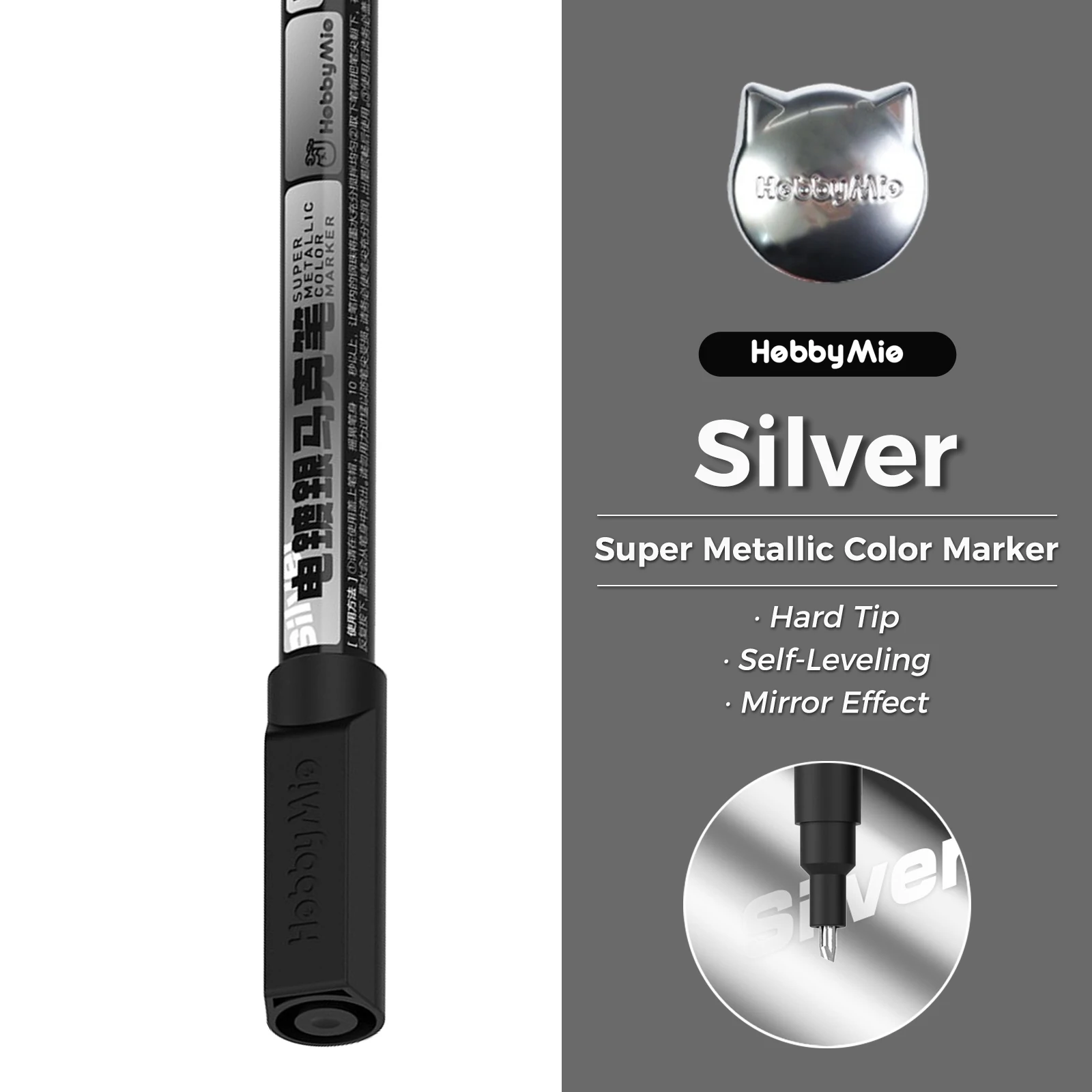 HobbyMio Gegalvaniseerde metalen markeerstift Spiegeleffect Handgeschilderd voor kunststof hars Metaalmodelbouwset Vette verfpen Hobby DIY