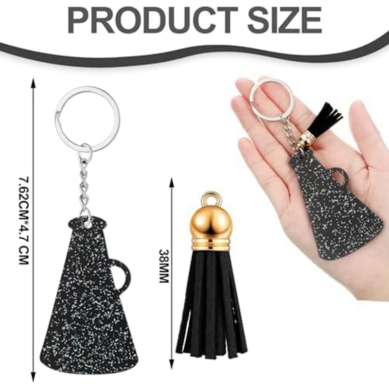 40 Pcs Acrylic Cheer Megaphone Keychains With Tassel Cheerleading Team Gift Grad(Glitter)