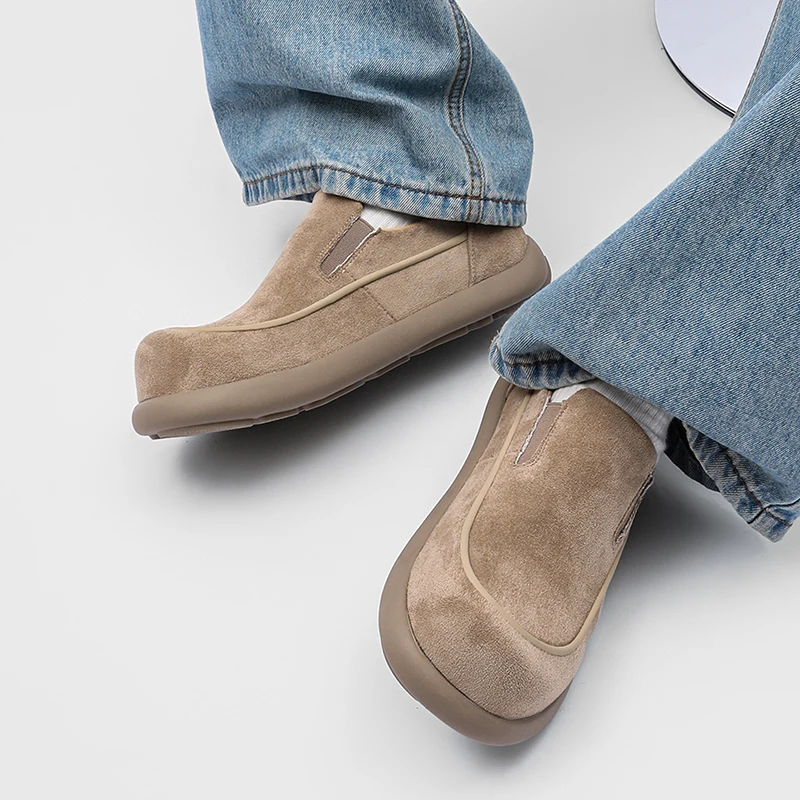 

Fashion Big Head Minimalist Mens Casual Shoes Brand Korean Version College Style Loafers Outdoor Man Flat Bottomed Driving Shoes