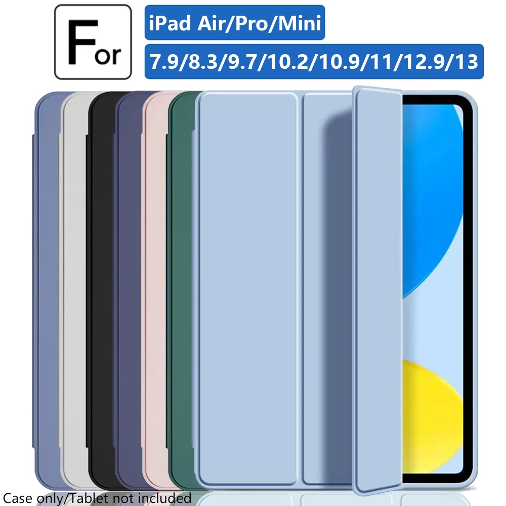Case for iPad (A16) 11th 10th gen, 5th-9th gen, Air 4-7, Mini 1-7, Pro 12.9 Auto Wake/Sleep, Slim Trifold Stand Protective Cover