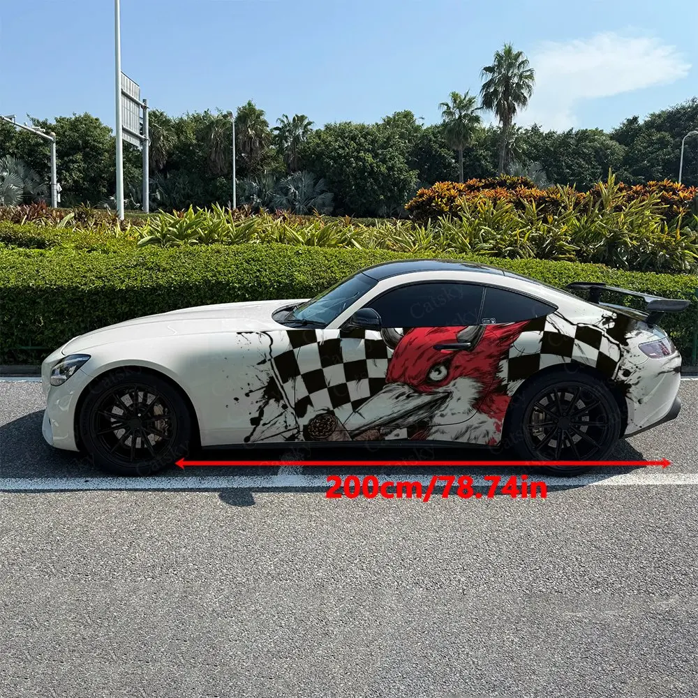 2pcs Ink Checkerboard Wild Bird, Durable, Fade-resistant, Enhance Vehicle Aesthetics With Bold Artistic Design