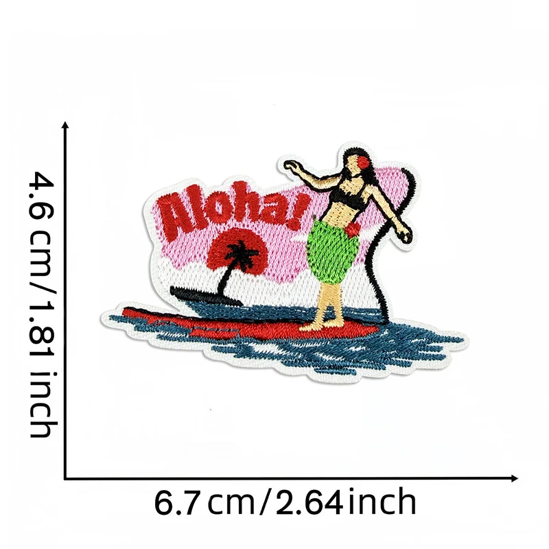 10PCS Hats Jackets Embroidered DIY Summer/Beach Trip Patch Iron On Patches For Clothing Surfing/Flip-flops/Sea turtle Patch