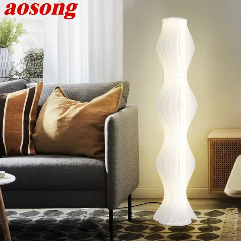 

AOSONG Modern LED Floor Lamp Vintage Creative White Simple Lights Standing Decorative For Home Living Room Bedroom