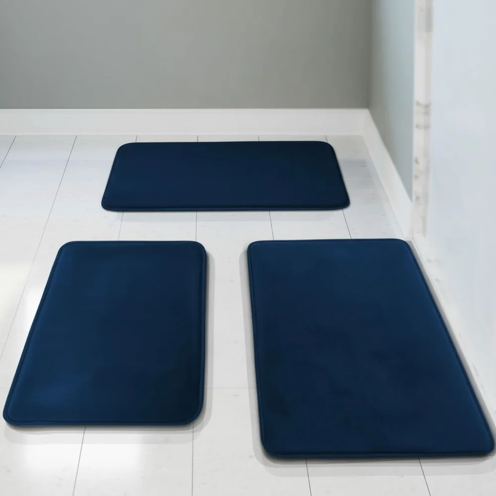 

3-Piece Velvet Memory Foam Bath Mat Set - Non-Slip, Quick-Dry, Washable for Modern Bathrooms