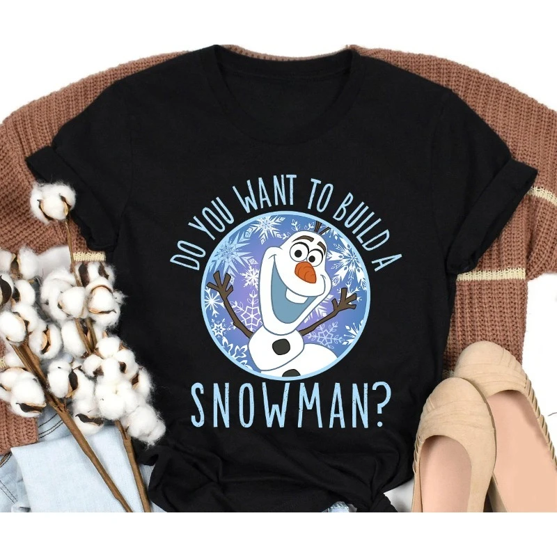 

Футболка Disney Olaf Frozen Want To Build A Snowman Рождественская футболка Одинаковые семейные наряды Disney Travel Outfits Disneyland