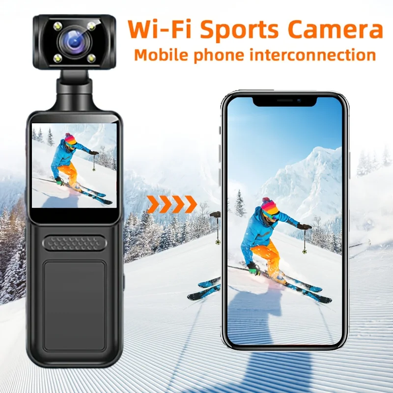  كاميرا صغيرة محمولة 4K مسجل فيديو رقمي كاميرا الجسم الأشعة تحت الحمراء للرؤية الليلية الدراجة 180 ° كاميرا جيب محمولة دوارة #5