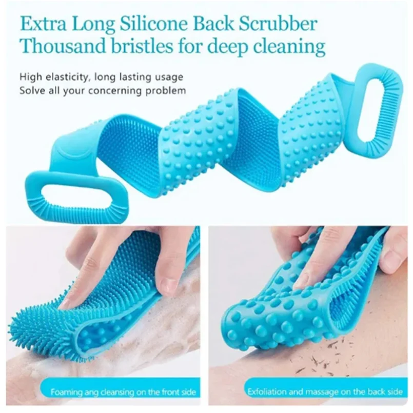 Body Silicone Brush Scrub Body Exfoliating Sponge Brush Bathroom Shower Back Brush Bath Scrub Clean Tool Stain Removal Bath Belt