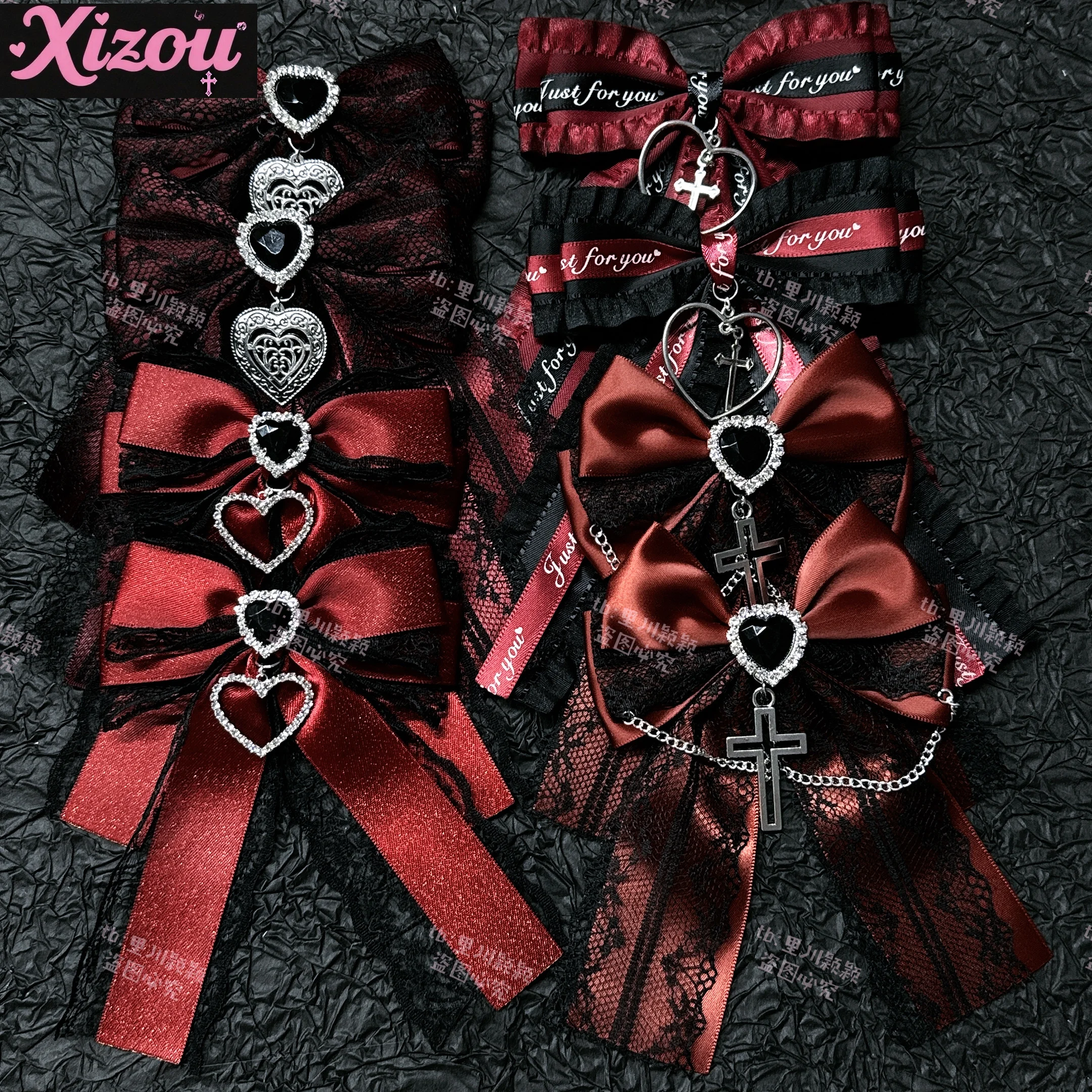 

Темно-готический черный и красный бант вампира Джи Лолита, милые элегантные заколки с краями, милые крутые аксессуары для волос Millennium y2k, бант