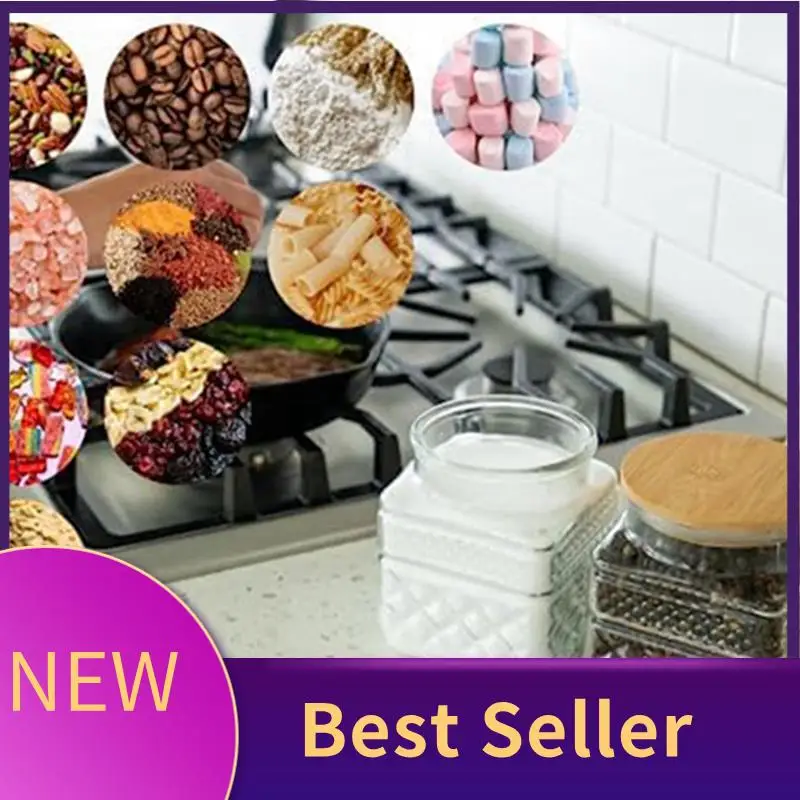 

2 PCS Square Glass Jars With Vintage Diamond Pattern Coffee Pasta Sugar Tea Snack Nuts Cookie Jar