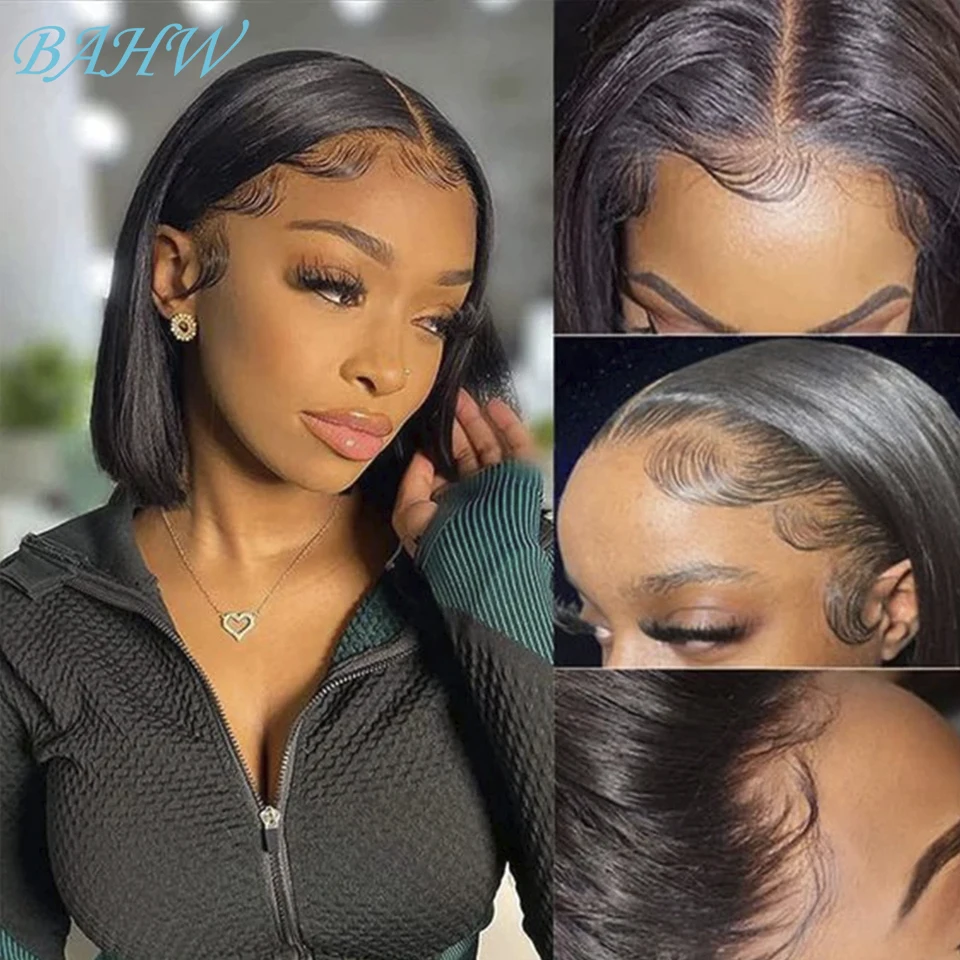 

Brazilian 13x4 Lace Short Straight Bob Human Hair Wigs Pre-Plucked 4X4 Transparent Lace Closure Bob Wig For Women Cheap Price