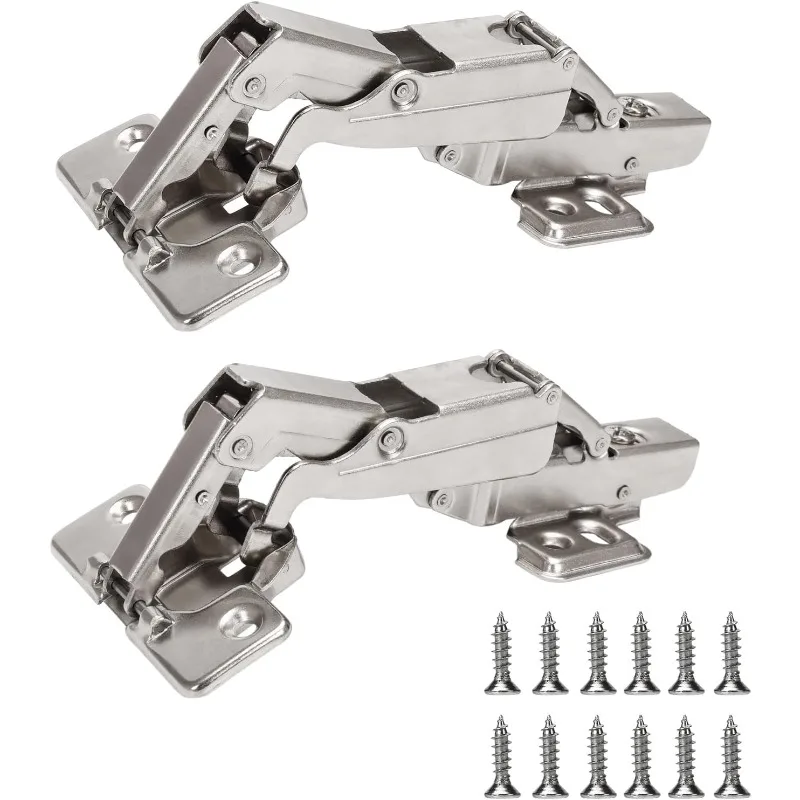 1 Pair Kitchen Cabinet Hinges (2PCS), 175° Full Overlay Soft-Close Hinges for Lazy Susan, Corner, Hidden & Folding Doors