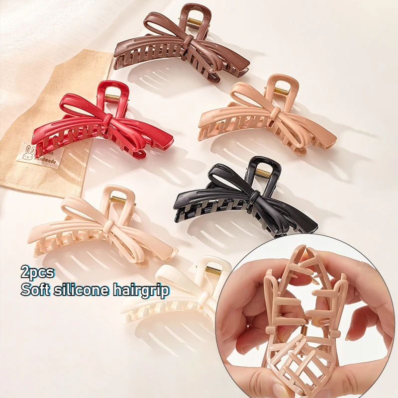 

2pc New Large Soft Silicone Big Shark Clip Hair Claw Clips for Women Girls Retro Simple Hair Accessories Headwear Ornament