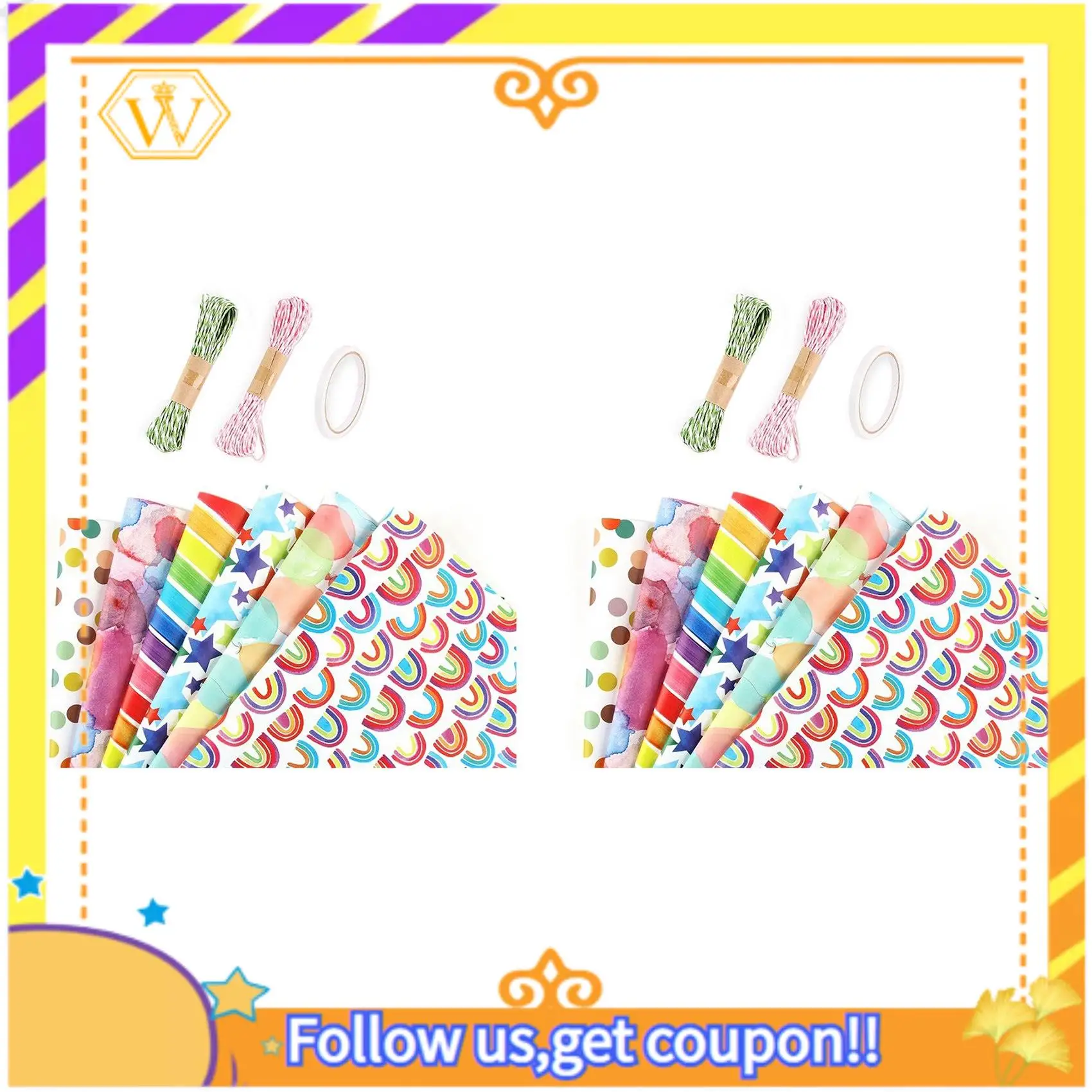 ورق تغليف عيد ميلاد قوس قزح A01K-2X، هدية للأطفال قابلة لإعادة التدوير لعيد الميلاد للنساء والفتيات والأولاد، لجميع مناسبات تزيين الهدايا