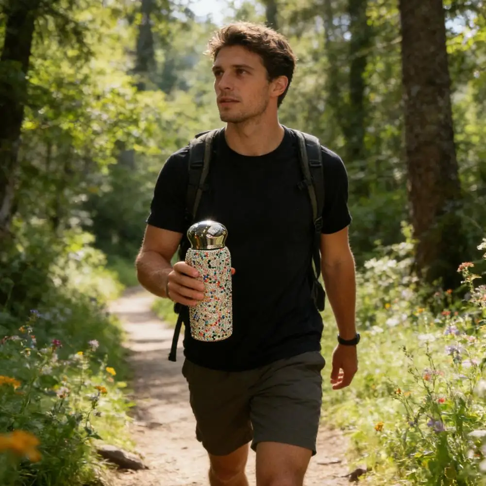 Rhinestone Water Bottle Water Bottle Rhinestone Stainless Steel Thermal Cup Mini Insulated Travel Mug Portable Glitter for Women