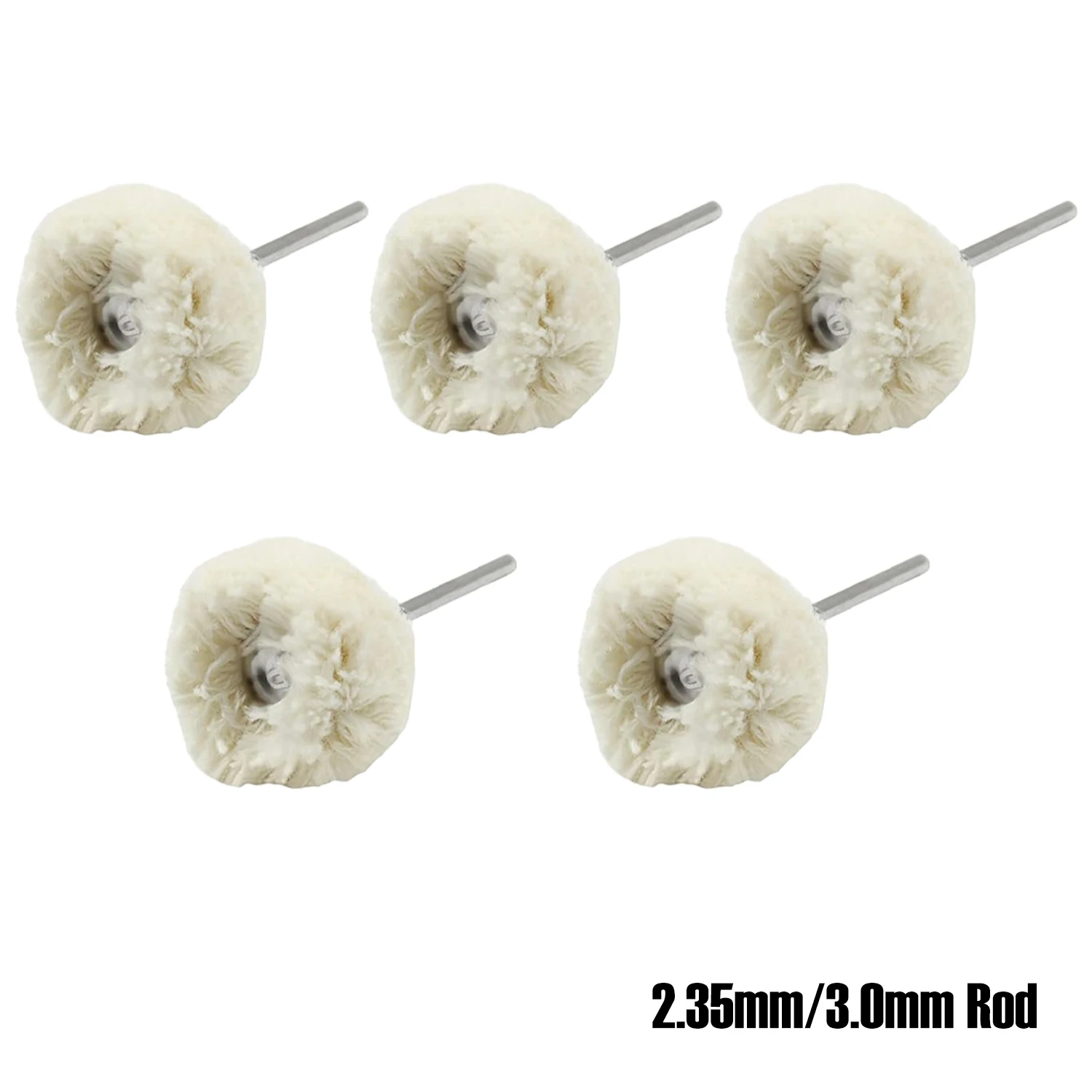  5pcs Cashmere Polishing Buffing Wheel 2.35/3.0mm Shank Wool Ball for Jewelry Jade Watches Metal Grinding Rotary Tool Accessory