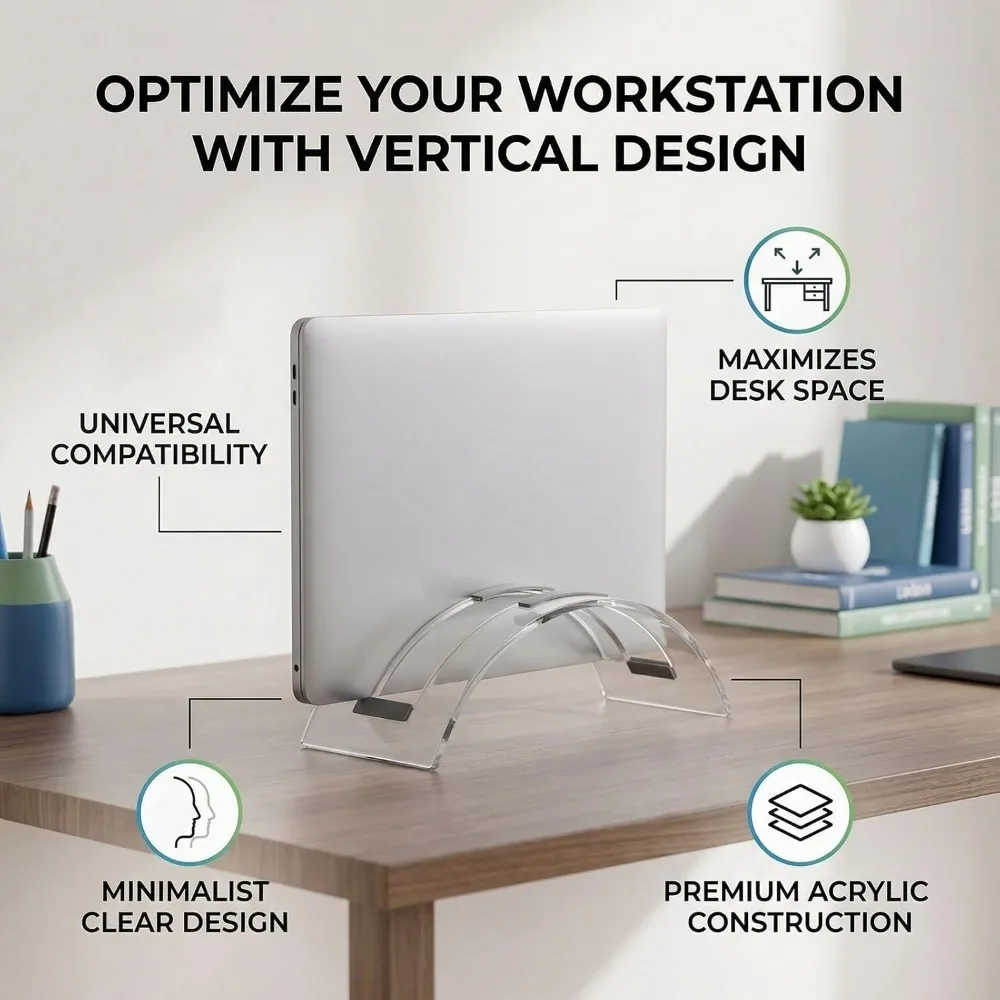 Invisible Minimalist Acrylic Laptop Stand Adjustable Transparent Vertical Laptop Stand Notebook Dock Home