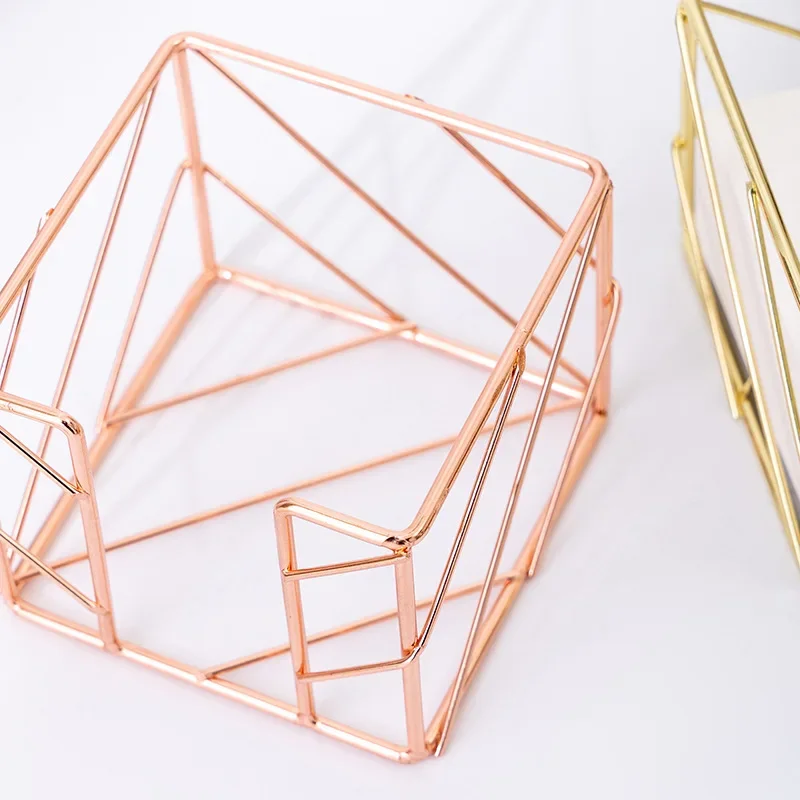 Sticky Note Holder Rose Gold Memo Note Cube Holder Dispenser Notepad Holder for Pen Pencil Office Home School Desk Supplies
