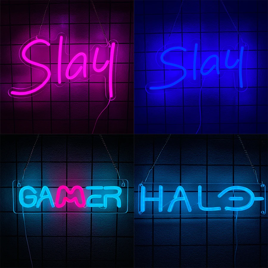 

Неоновые вывески серии игр, красочные светодиодные значки, питание от USB, используются для художественного оформления комнат, клубов, игровых комнат, баров и мужских пещер