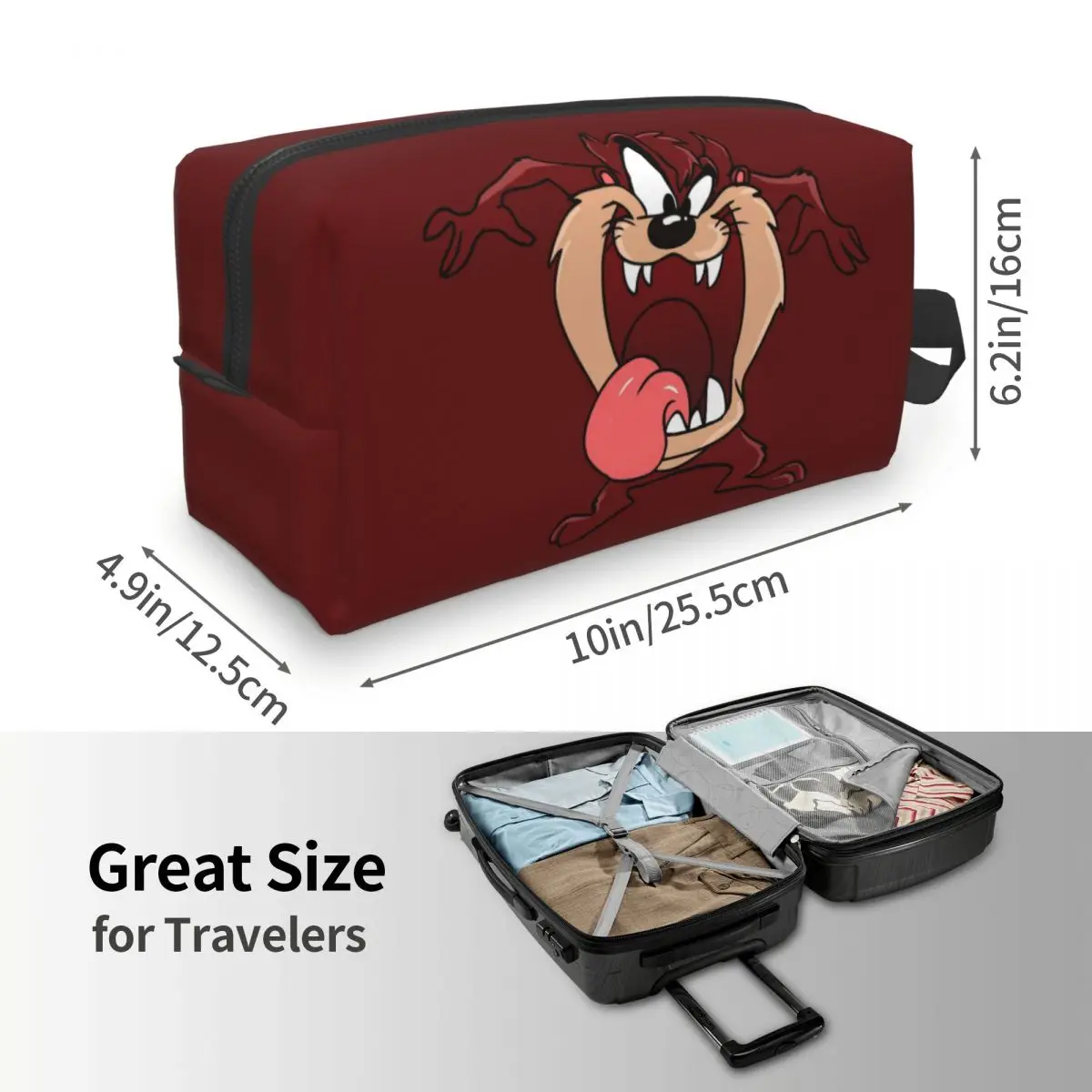 Custom Tasmanian Devil Travel Cosmetic Bag Women Taz Cartoon Anime Toiletry Makeup Organizer Ladies Beauty Storage Dopp Kit