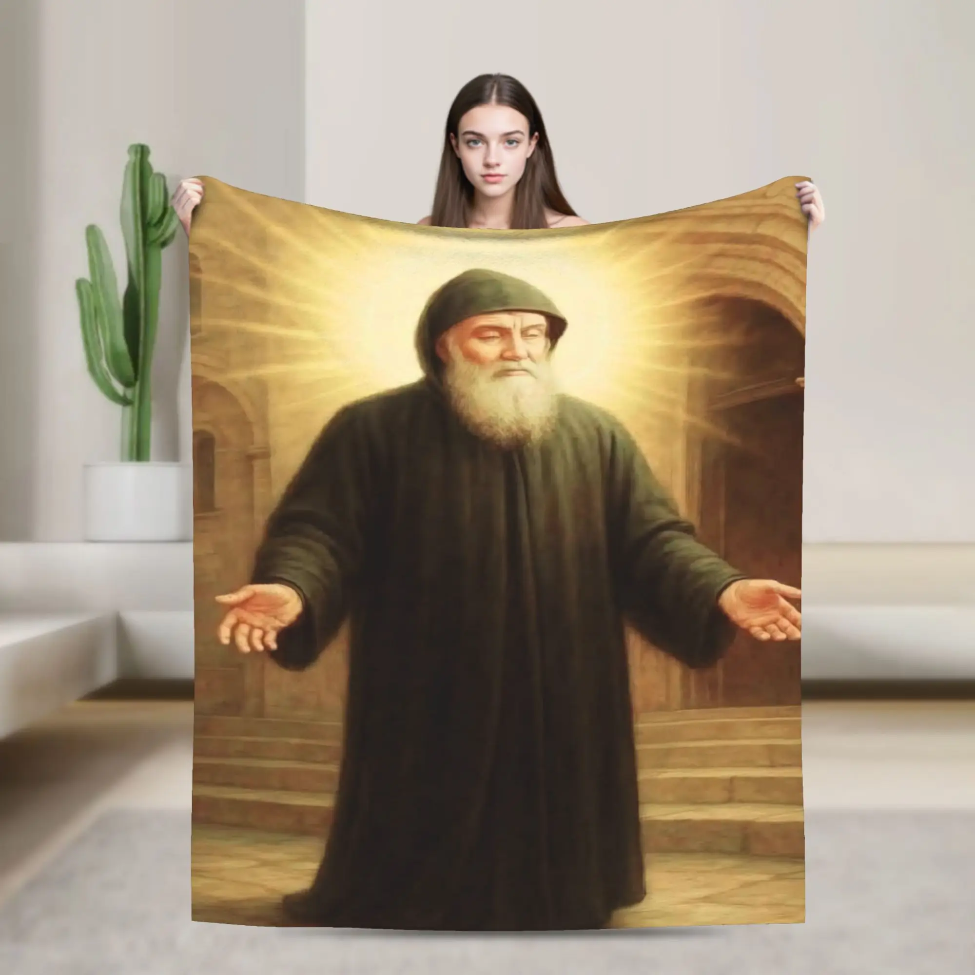 Saint Charbel Throw Blanket for Couch  Soft Fuzzy Plush Blanket 50x60 Inch Multiple Sizes Bedspread for All Seasons