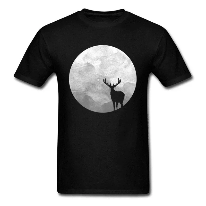 Hallowmas Christmas Blood Moon Elk T Shirts Women Men Funny Tees Custom Personalized Tshirt Animal Deer T-Shirts Printing