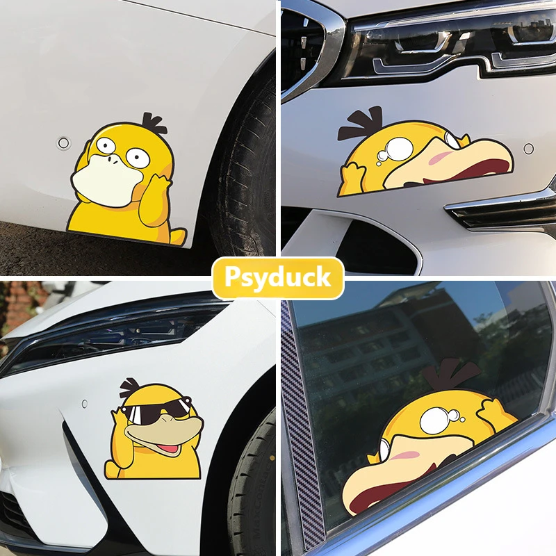 Pokemon Psyduck Car Sticker Anime Personality Stickers Decorative Car Motorcycle Bumper Creative Waterproof Stickers Accessories