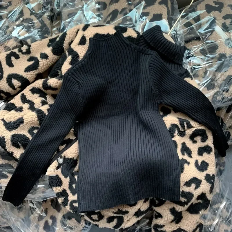 Girl Coat Leopard Print Plus Fleece Thickened Top Cotton-padded Coat 2024 New Winter Clothing Korean Simple Style Clothes