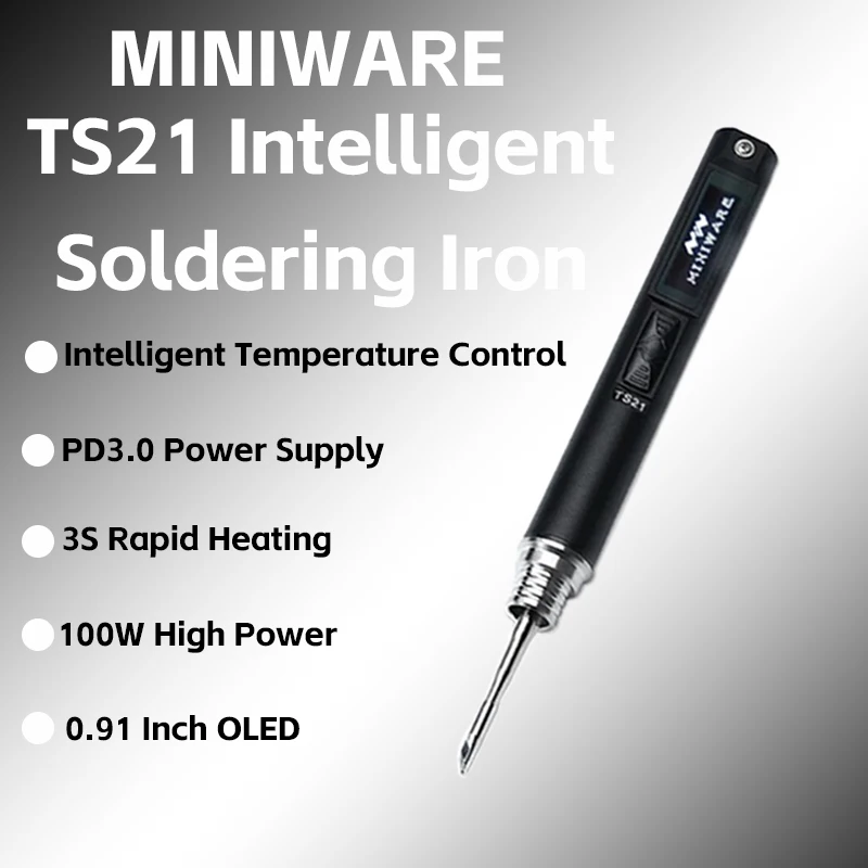 MINIWARE TS21 Electric Soldering Iron Precision Repair Tool PD 100W Portable Intelligent Soldering Iron Quick Heating T210 Tips