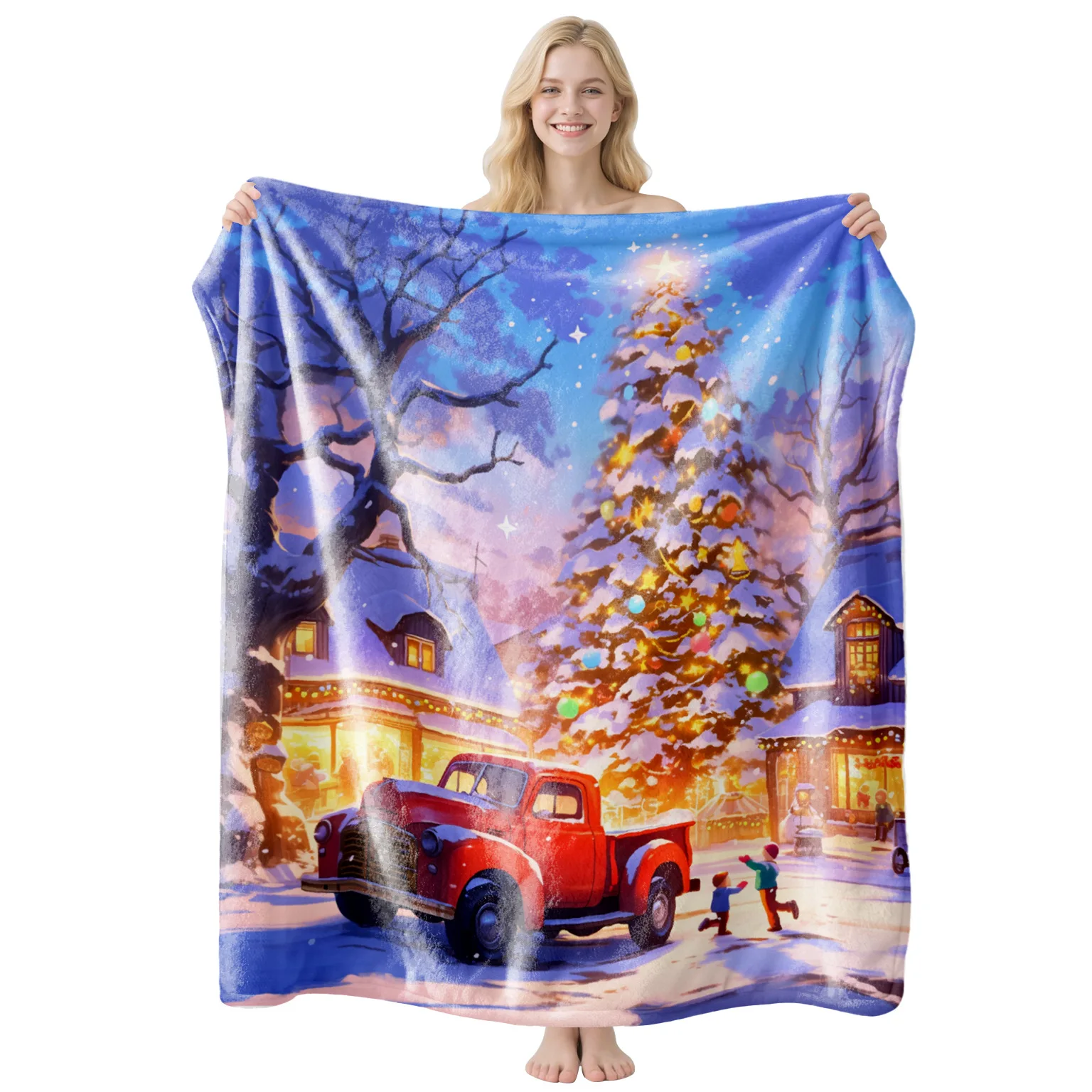 

Christmas Throw - Retro Snowflake Design, Cozy for Couch & Bedroom Soft Warm Gift Blanket for Family Friends