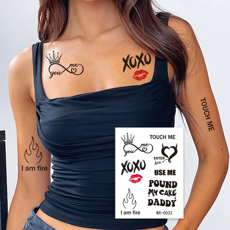 

Набор временных татуировок y & Playful, долговечные наклейки-тату, YOU∞ME, XOXO, I am fire, Sassy Designs, WX-0033