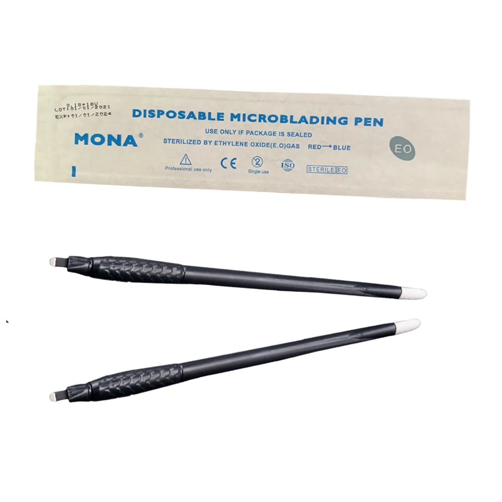 10pcs/Box 14F 0.18mm Slant Shape Microblading Disposable Pen Microblades Tattoo Hand Tools For Semi Permanent Makeup Eyebrow