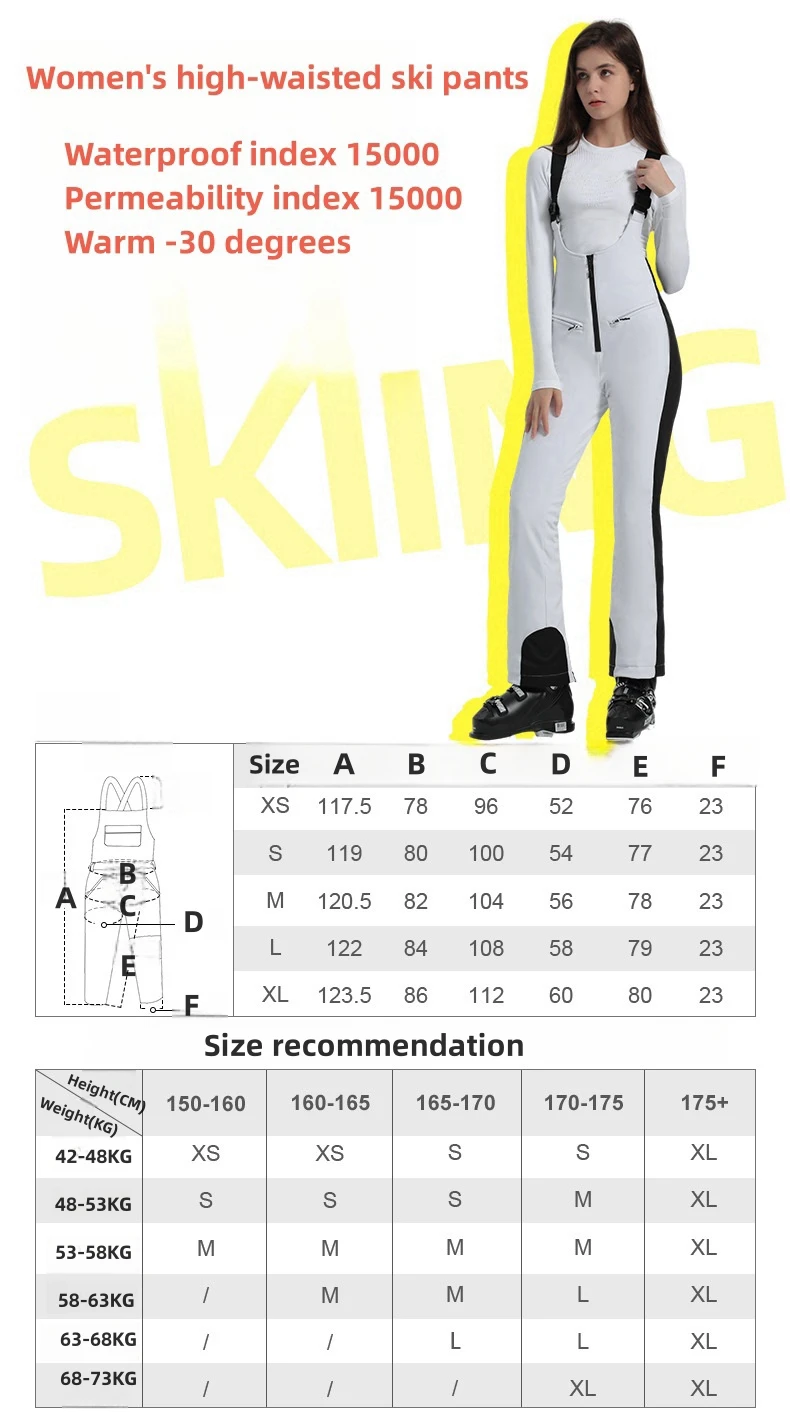 2024 Gsou Schnee Winter Skihose Frauen Snowboard Riemen Hose hohe Taille elastisch wind dicht wasserdicht verdicken Thermal für den Außenbereich – Detail 1