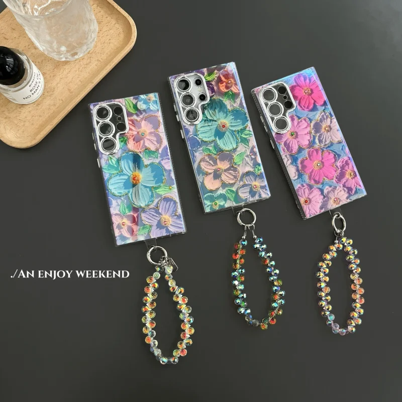 

Oil painting flowers, artistic and unique, simple and girlish, fresh and fresh, suitable for Samsungs26ultra/s25/s24+/s23ultra/s