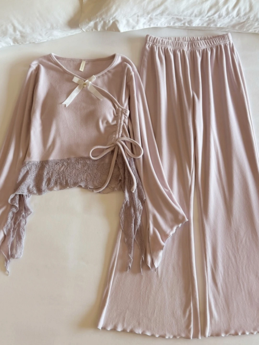 Women's Double-Sided Island Velvet Sleepwear Long Sleeve Lace Trimmed Integrated Home Clothes Warm Thermal Spring Autumn Winter