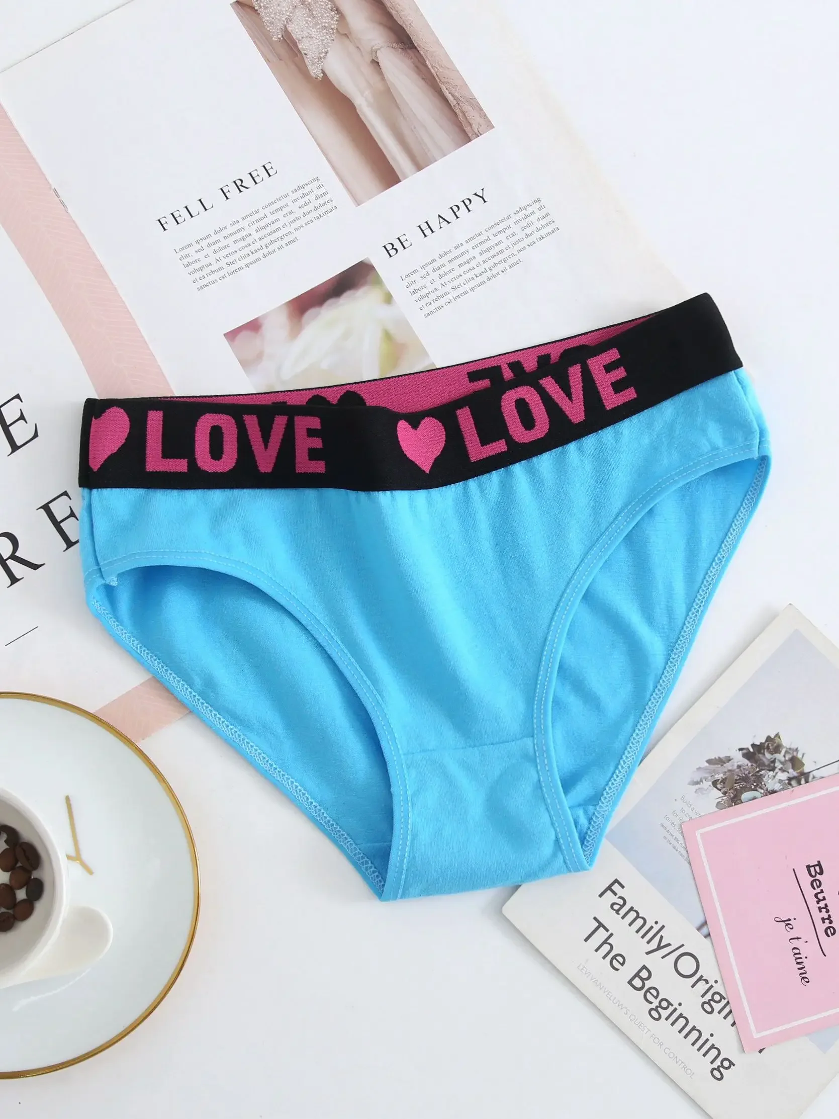 6 шт. женские бесшовные хлопковые стринги с буквенным принтом и низкой талией бикини