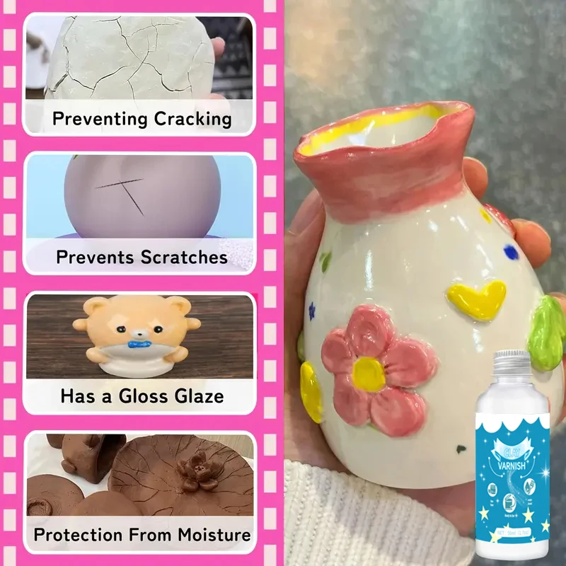 1 قطعة 50/100 مللي سوبر لمعان الطين الورنيش Nom سامة مقاومة للخدش الهواء المجفف الطين الصقيل مع فرشاة لطلاء السيراميك الخشب الاكريليك #3