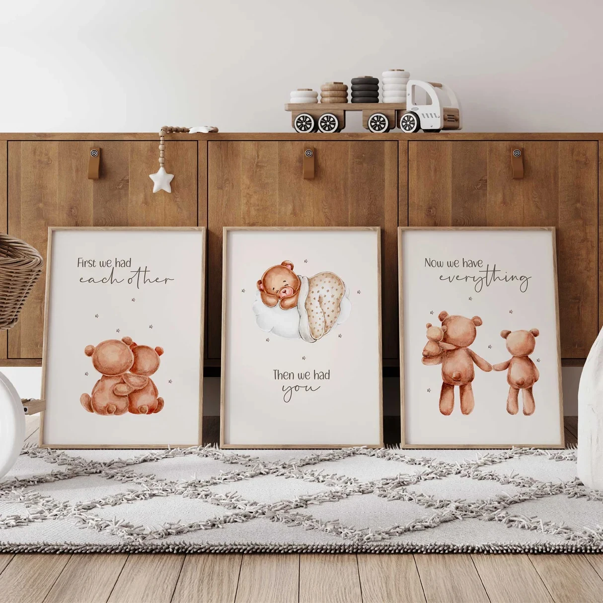 3pcs frameless Canvas Painting 3pcs Cartoon First We Had Each Other  Prints - Teddy Bear Wall Art Print Canvas Painting Poster P