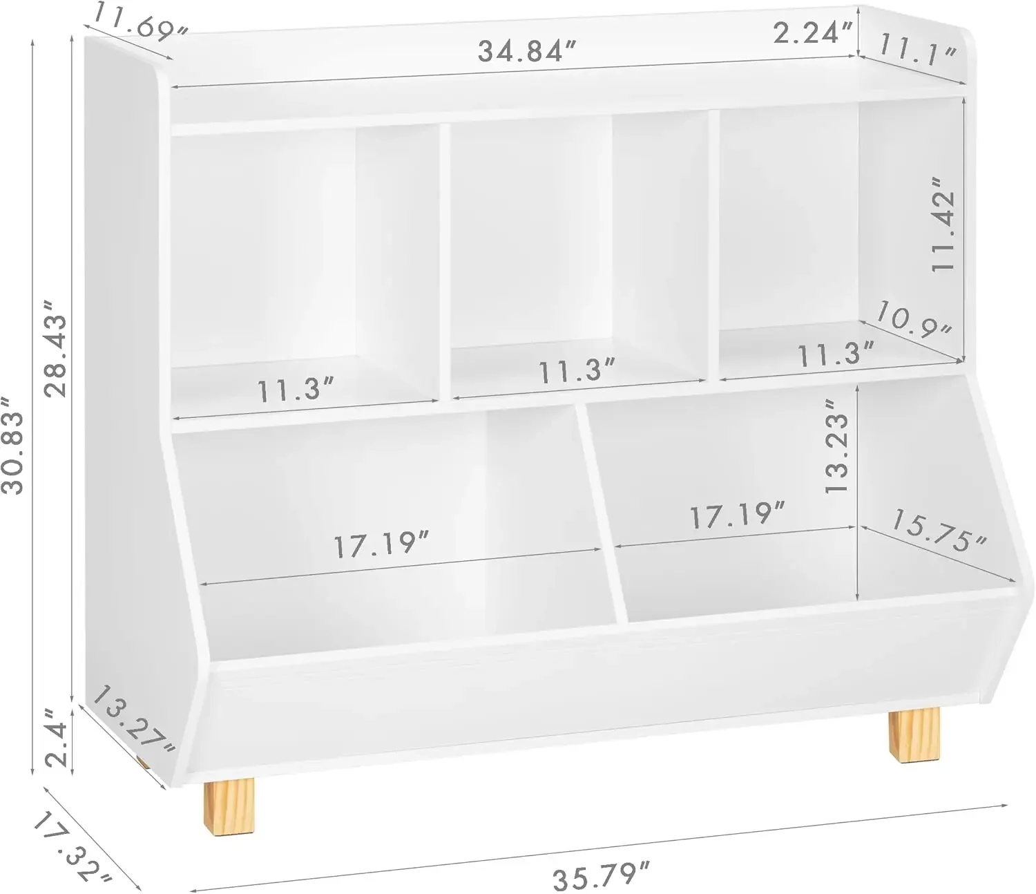 Toy Storage Organizer, Kids Bookshelf and Toy Storage with Legs, 5 Cube Storage Organizer, Children Bookcase for Kids Room, Livi