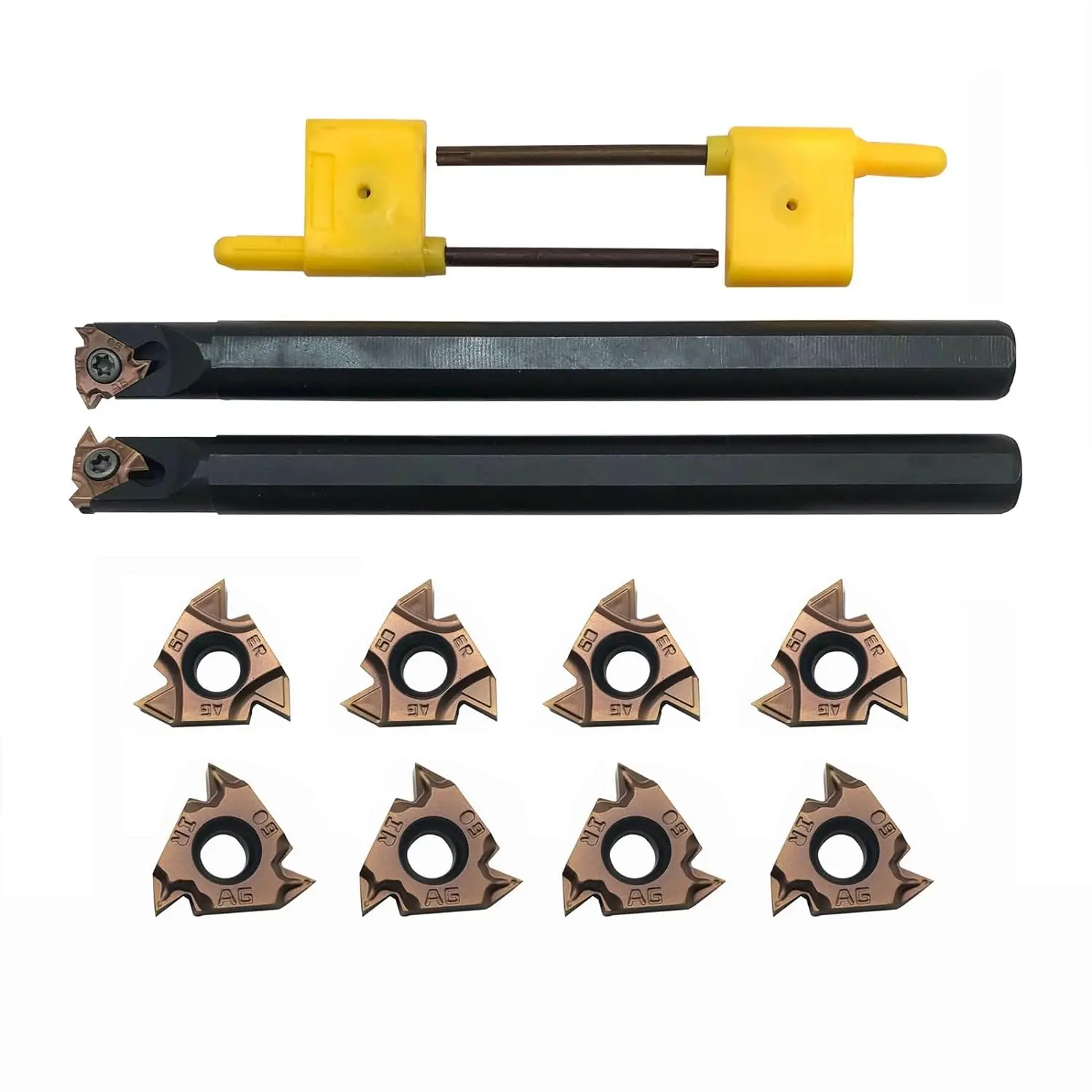 Lather Threading Tool Bit Set External Internal Threading Boring Bars Turning Tool Holders with 11IR AG60 16ER 16IR AG60 Carbide