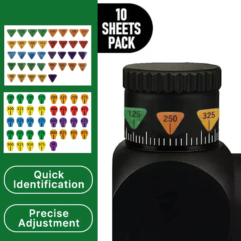 Pack of 6/10 Rifle Scope Turret Label Stickers for Shooting & Hunting; Fit Most Scope Covers
