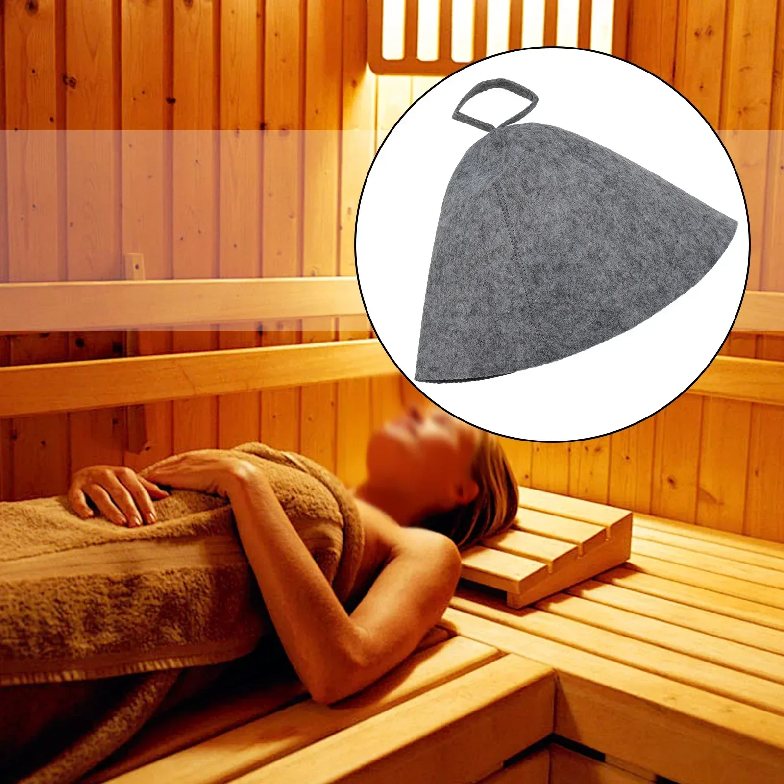 Wool Cap Sauna Hat Felt Foldable Grey Porosity Shower Soft Solid Spa Bath With Hanging Loop 1pcs 27.6*9.1inches