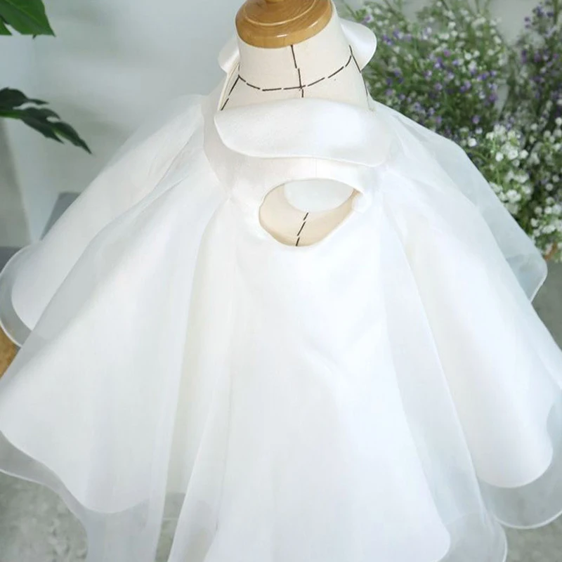 IYEAL Princess Chidren Girl Dresses White Elegant Prom Birthday Wedding Party Dress for Kids Baby Baptism First Communion Gown