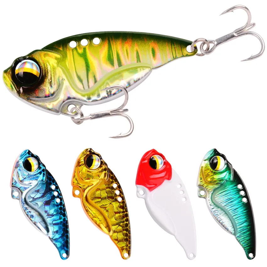 1Pcs New 5g 9g 12g 3D Eyes Metal Vib  Blade Lure Sinking Vibration Baits Artificial Vibe for Bass Pike Perch Fishing 5 Colors