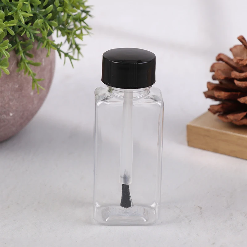 High Quality 30ml Plastic Nail Polish Bottles Refillable Jars Storage Liquid Paints Pots With Brush Empty Containers