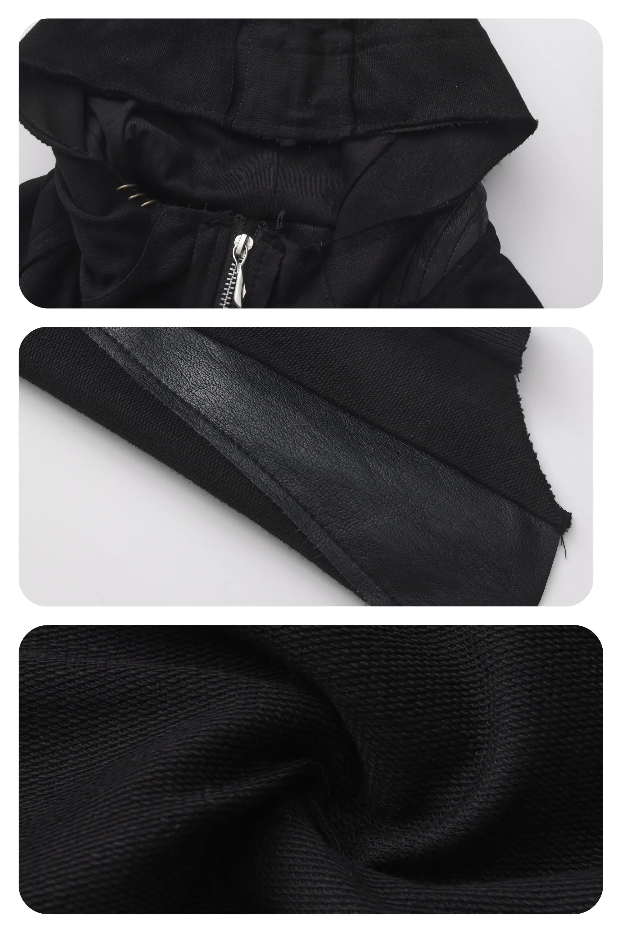 HKSH Spring Autumn New Men Tide Dark Chic Ins Hoodie Hooded Cross-Zipper Sweatshirt Visual Skinny Subculture Gothic Y2K HK27437