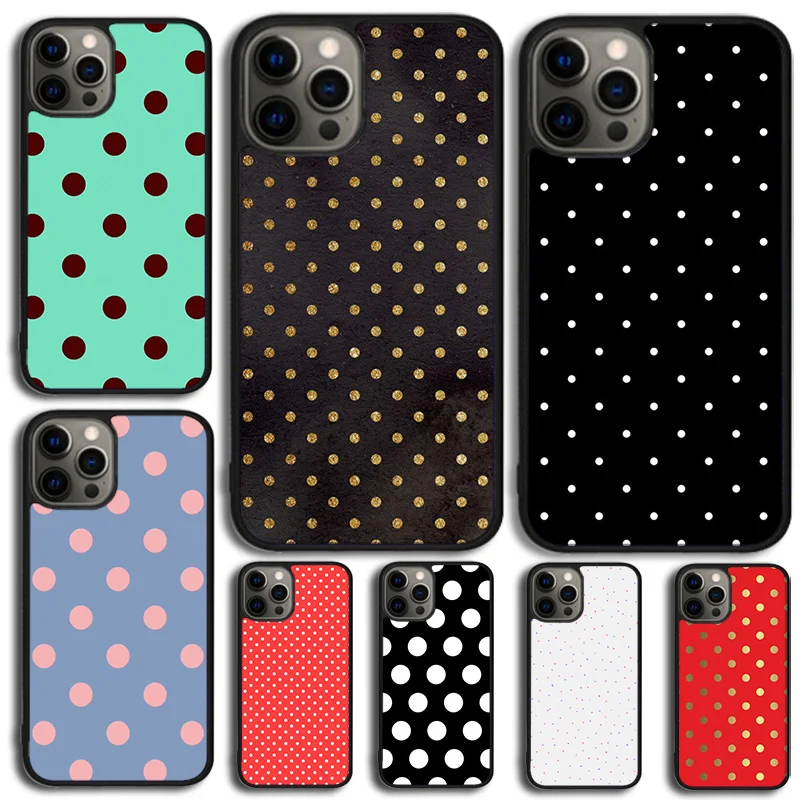 Red Black Gold Polka dots Dot Phone Case Cover For iPhone 16 15 14 SE 2020 XR XS 11 12 13 Mini Pro MAX Plus