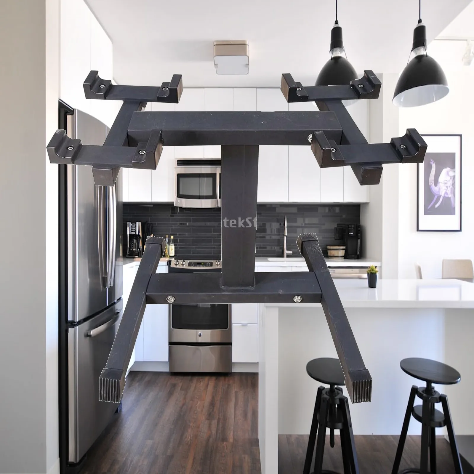 Dumbbell Rack with Four Cradles Freestanding Dumbbell Rack Stand Weight Holder Space-Saving Powder-Coated
